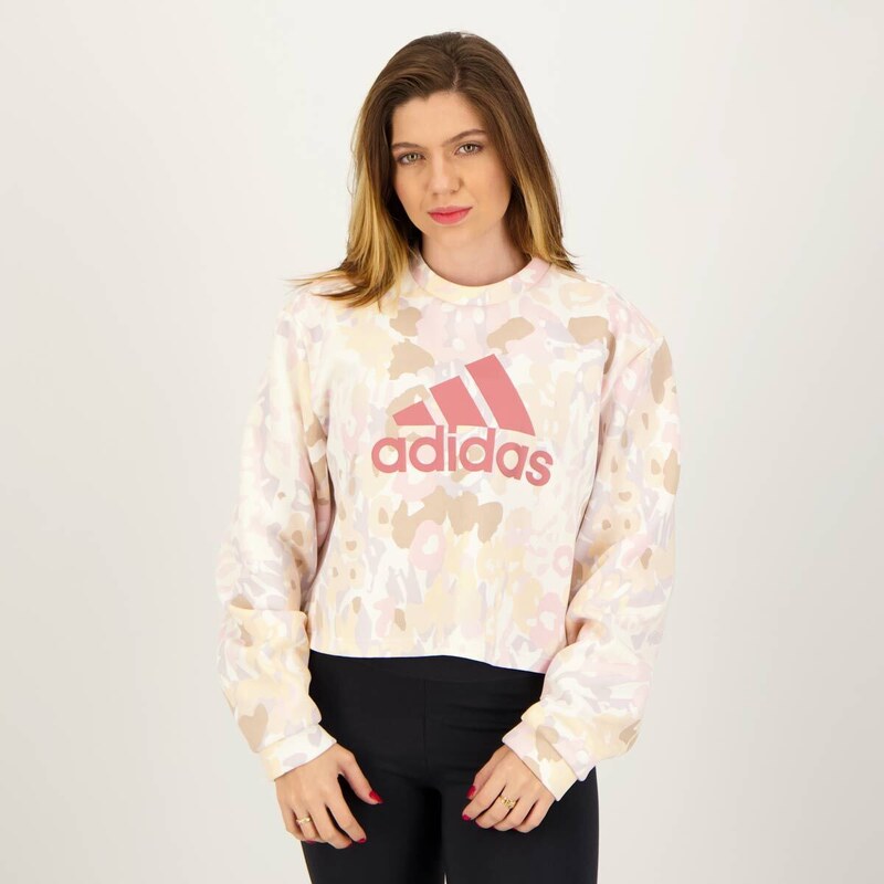 Moletom Adidas AOP Feminino Branco 