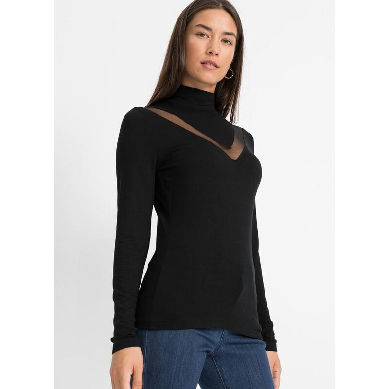 Bonprix Blusa Gola Alta Preta 