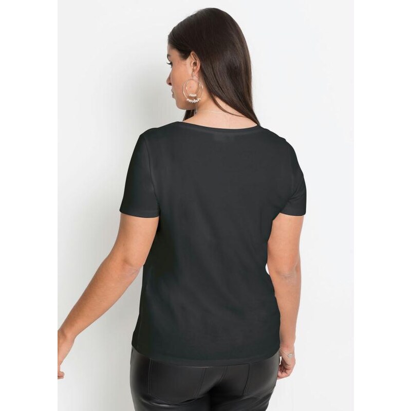 Bonprix Blusa T-Shirt Básica Preta