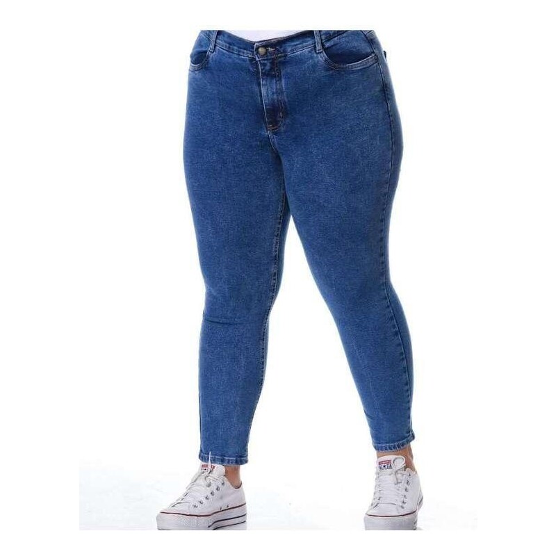 Calça Jeans Plus Size Off White Reta Sol