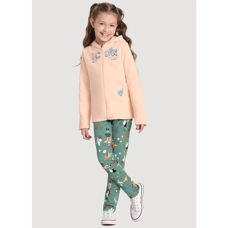 Calça Legging Alakazoo Infantil Malha Estampada Azul Escuro