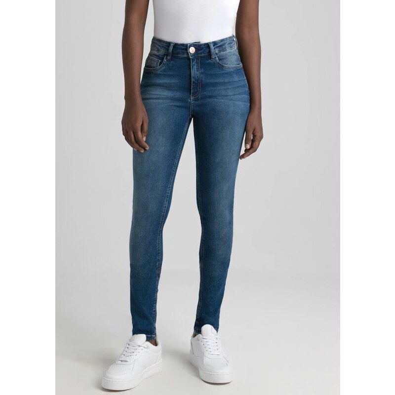 Enfim Calça Jeans Push Up Cintura Média Feminina Azul 