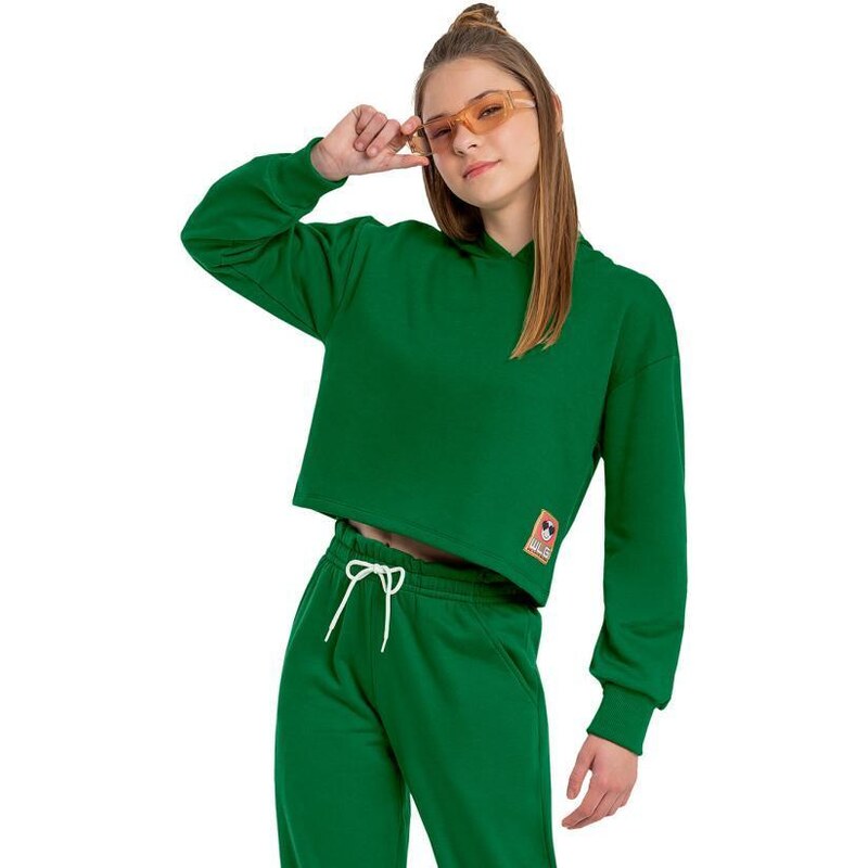 Gloss Blusão Cropped Juvenil Menina Verde