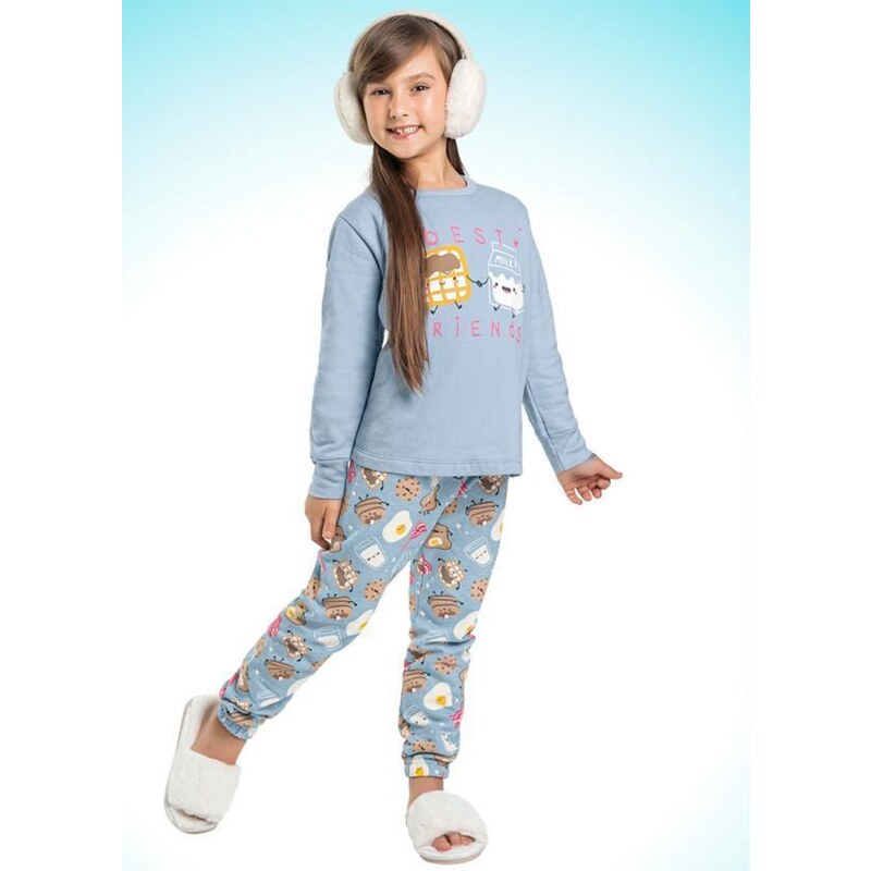 Fakini Kids Conjunto Pijama Casaco e Calça Azul
