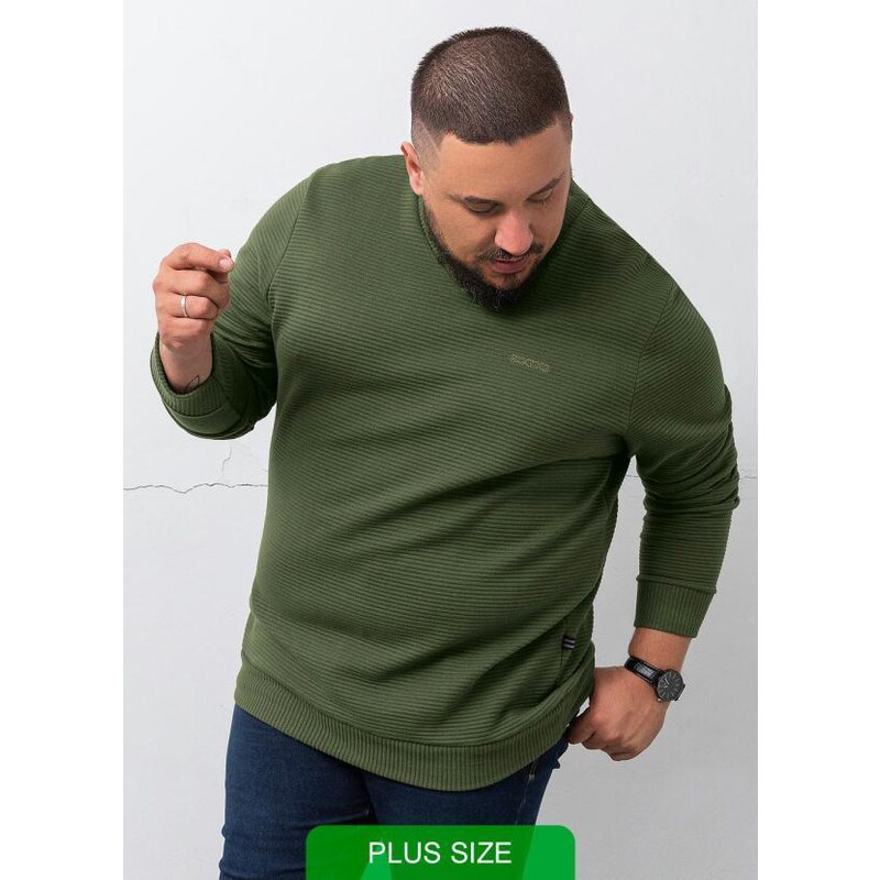 Exco Plus Size Suéter Plus Size Masculino Moletom Verde