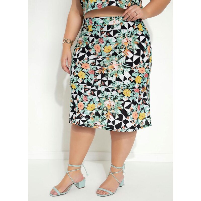 Saia fashion com babado plus size