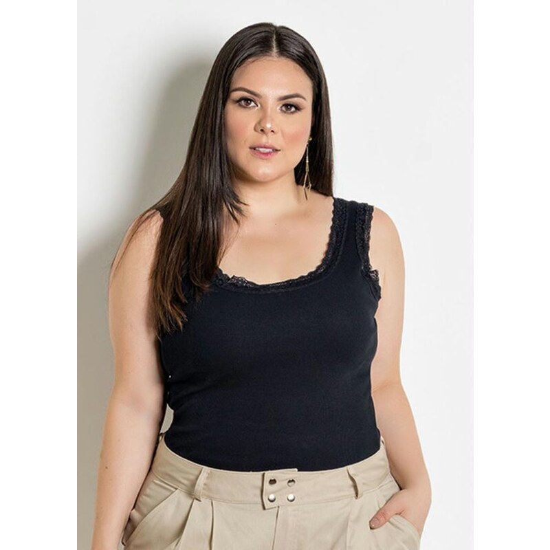 Cropped Plus Size Regata Grande Regulagem Blusa Top Gg