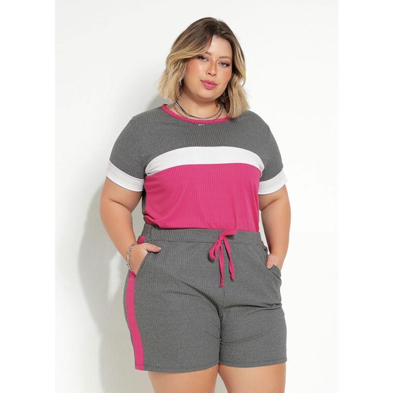 Conjunto blusa e sales short plus size