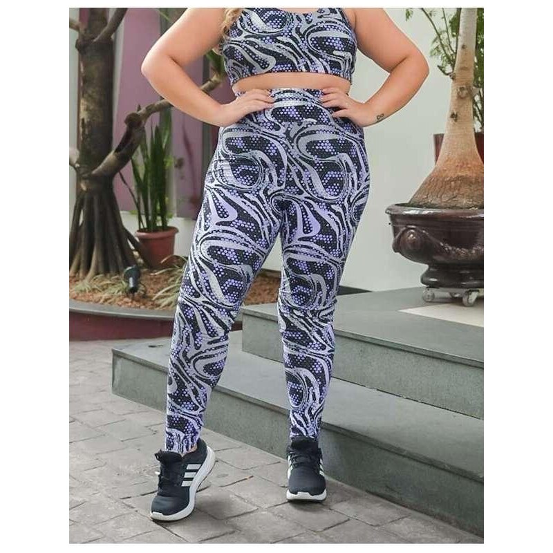 Kit 3 calça feminina legging plus size estampada G1 ao G3 para