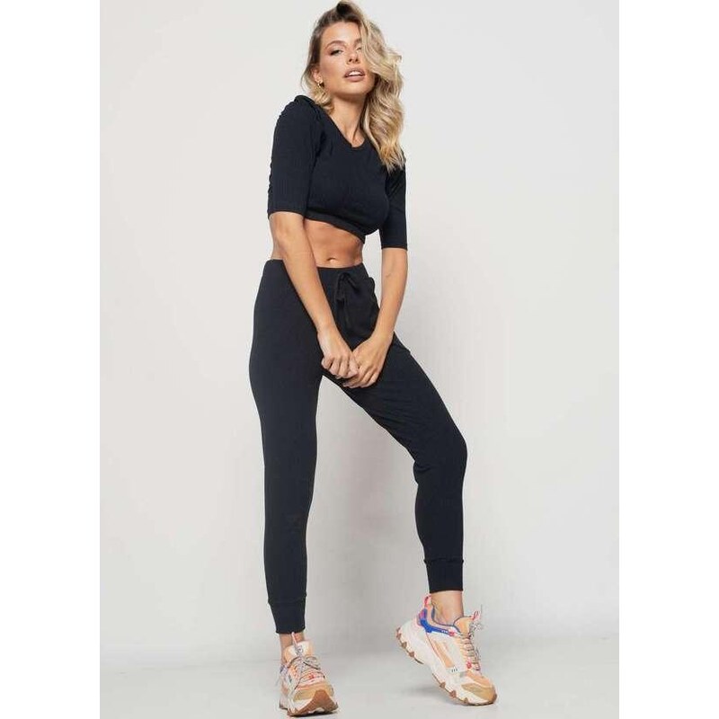 Calça Jogger Canelada Preto