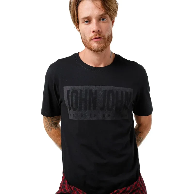 Camiseta John John Masculina Basic Logo Sans Cinza Chumbo