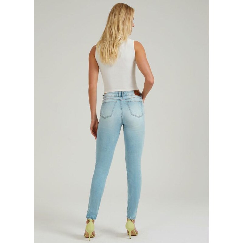 Calça Skinny Jeans com Elastano Azul