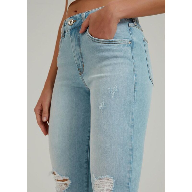 Calça Skinny Jeans com Elastano Azul