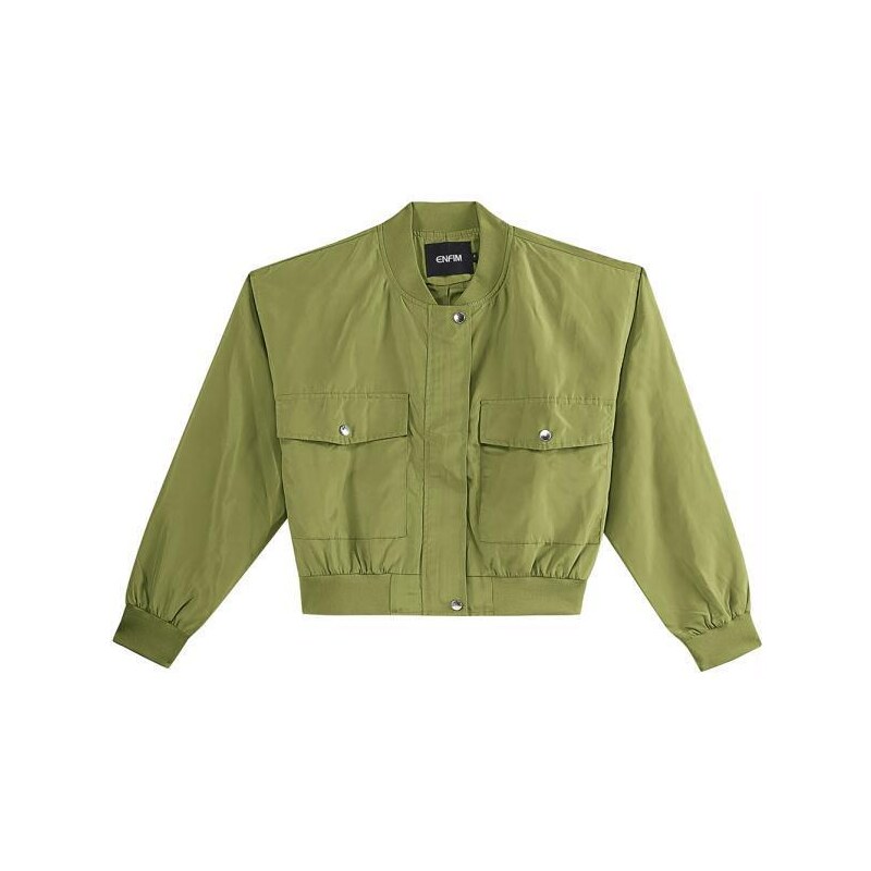 Enfim Jaqueta Bomber Feminina Bolsos Verde 