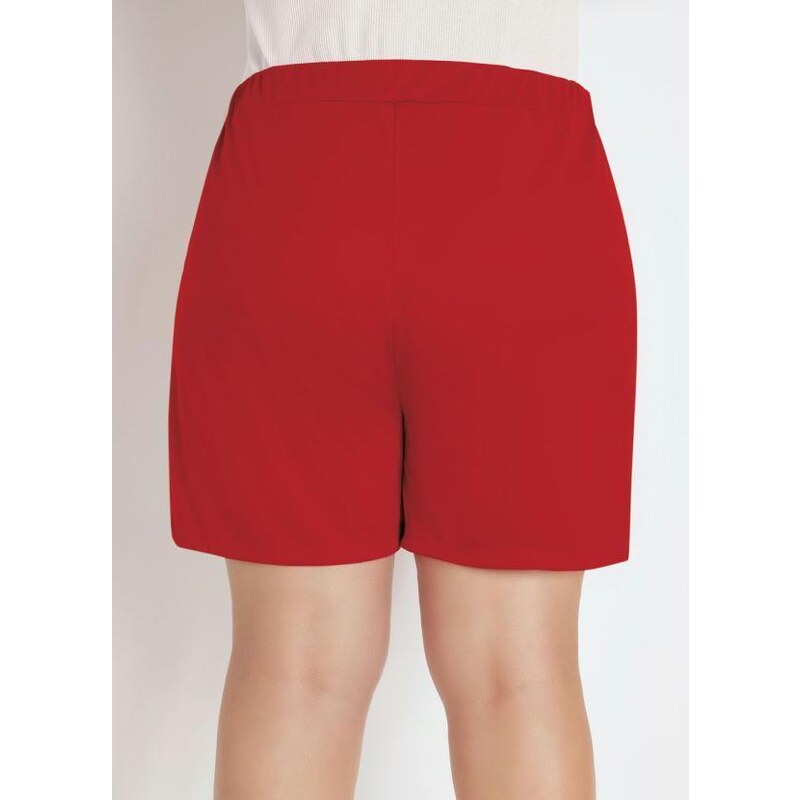 Marguerite Short Vermelho Plus Size com Bolsos Decorativos