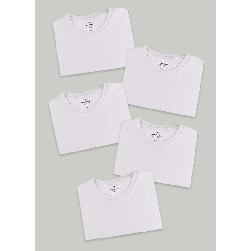Hering Kit com 5 Camisetas Masculinas Basicas Branco