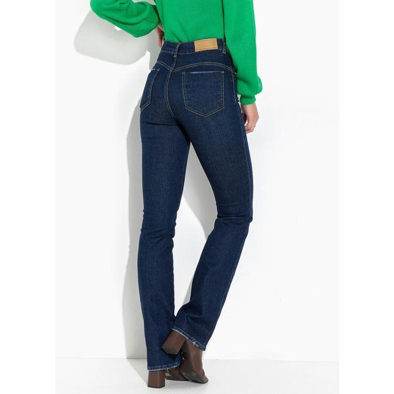 Calça Jeans Mom Super Alta com Detalhe Cós