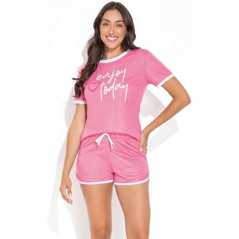 Luma Homewear Pijama Rosa em Malha de Poliéster