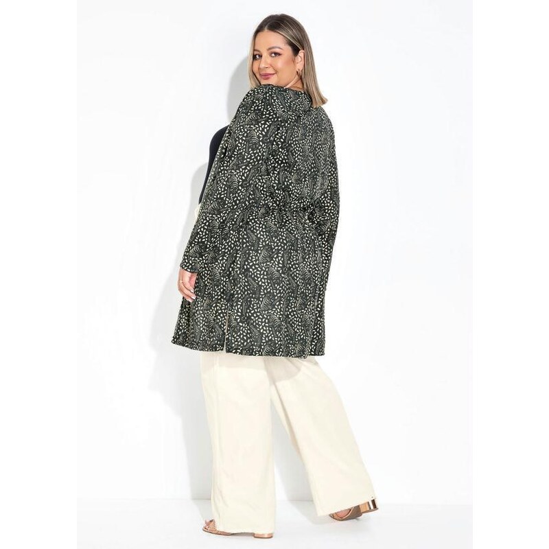 Marguerite Cardigan Xadrez Lilás com Faixa Grátis Plus Size 