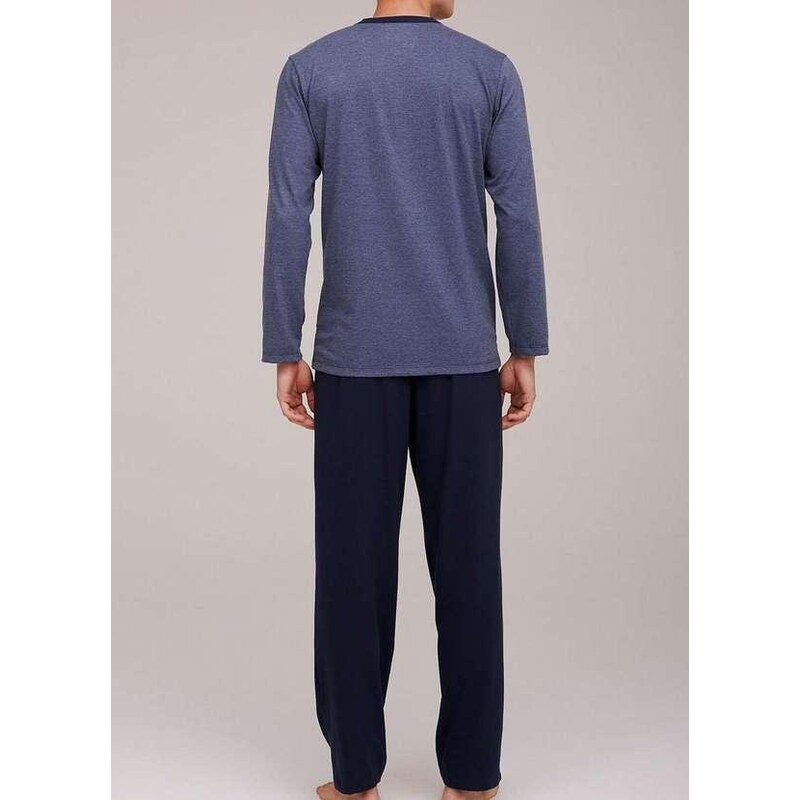 Pijama Masculino Longo Hering 7bwq Mk7-Azul-Mescla