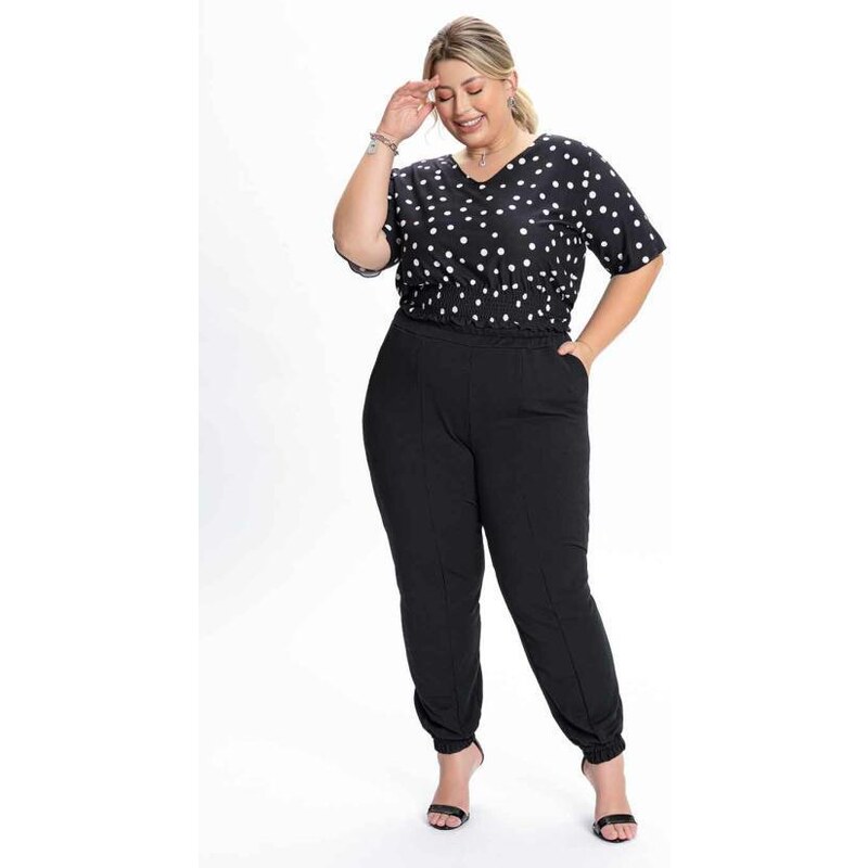 Mink Blusa Plus Size Poá com Lastex 