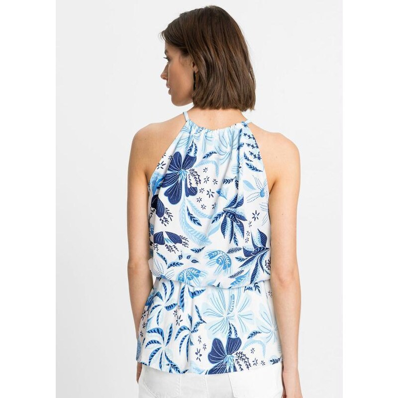 Bonprix Blusa de Alcinha com Amarração Floral Azul