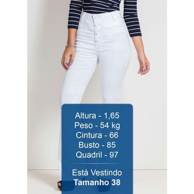 Calça jeans store branca flare sawary