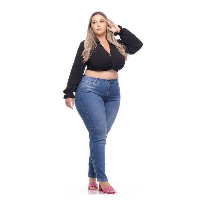 Calça Feminina Caramelo Jeans Skinny Plus Size Tamanho 36 ao 52