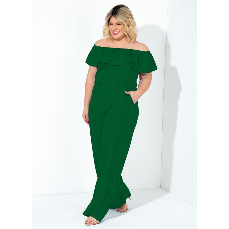 Macacão verde best sale plus size