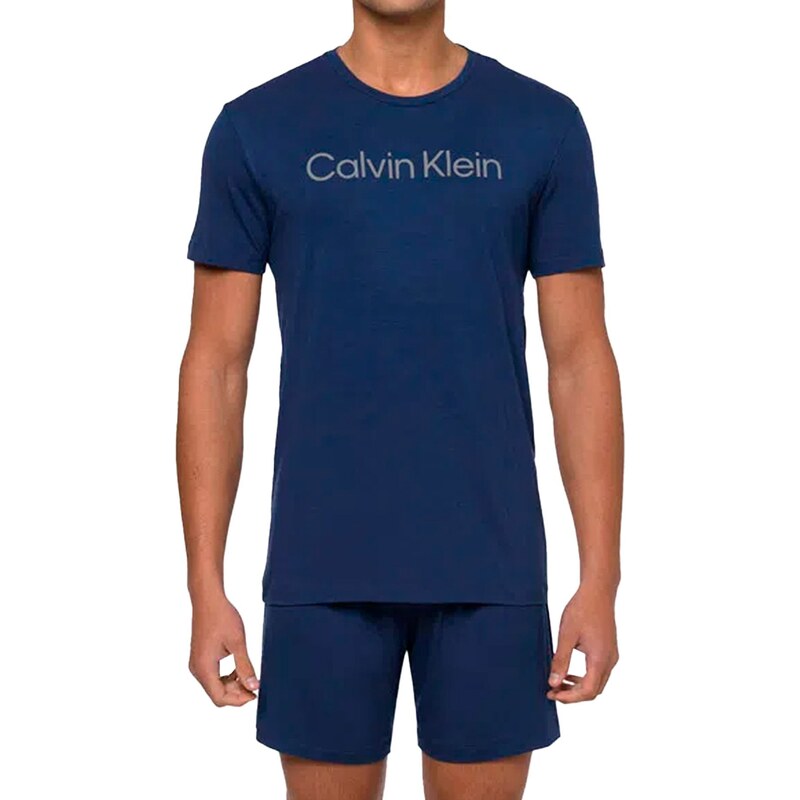 Pijama Calvin Klein Masculino Short Curto Viscolight Azul Carbono