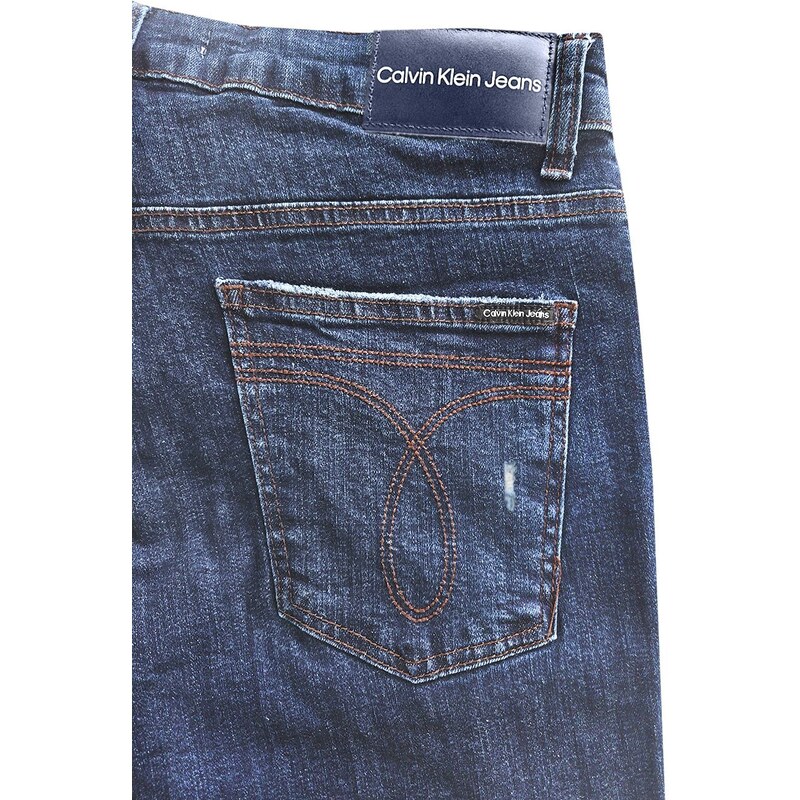 Calça Calvin Klein Jeans Masculina Stretch Cadarço Cós Off-White Tag Azul  Clara