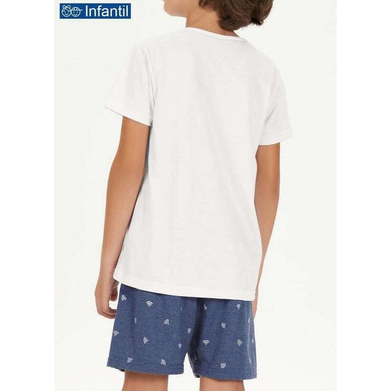 Cor Com Amor Pijama Infantil Menino Curto Kputz 66394 Branco-Azul