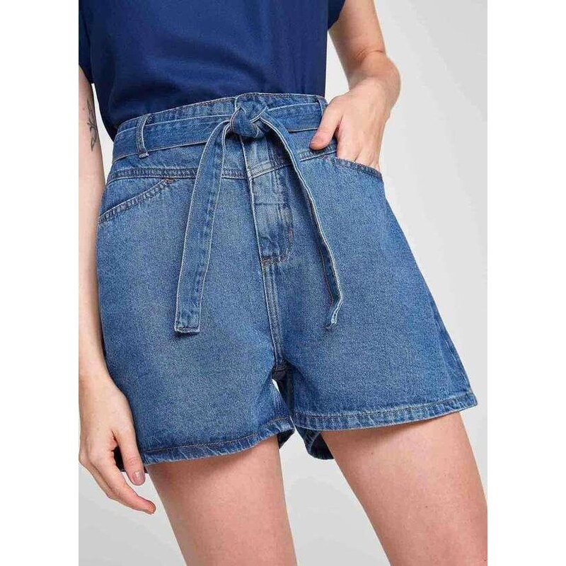 Shorts Jeans Feminino Cintura Alta Reto - Hering Store