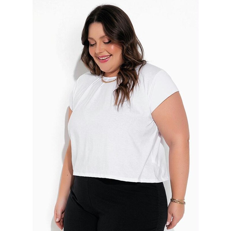 Blusa Plus Size Com Pregas no Decote Verde