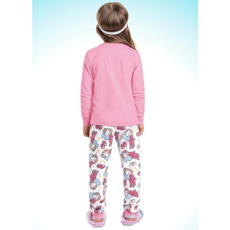 Fakini Kids Conjunto Pijama Blusa Manga Longa e Calça Rosa