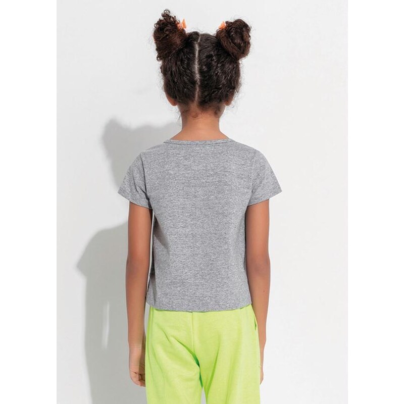 Moda Pop Blusa Infantil Mescla com Estampa Frontal
