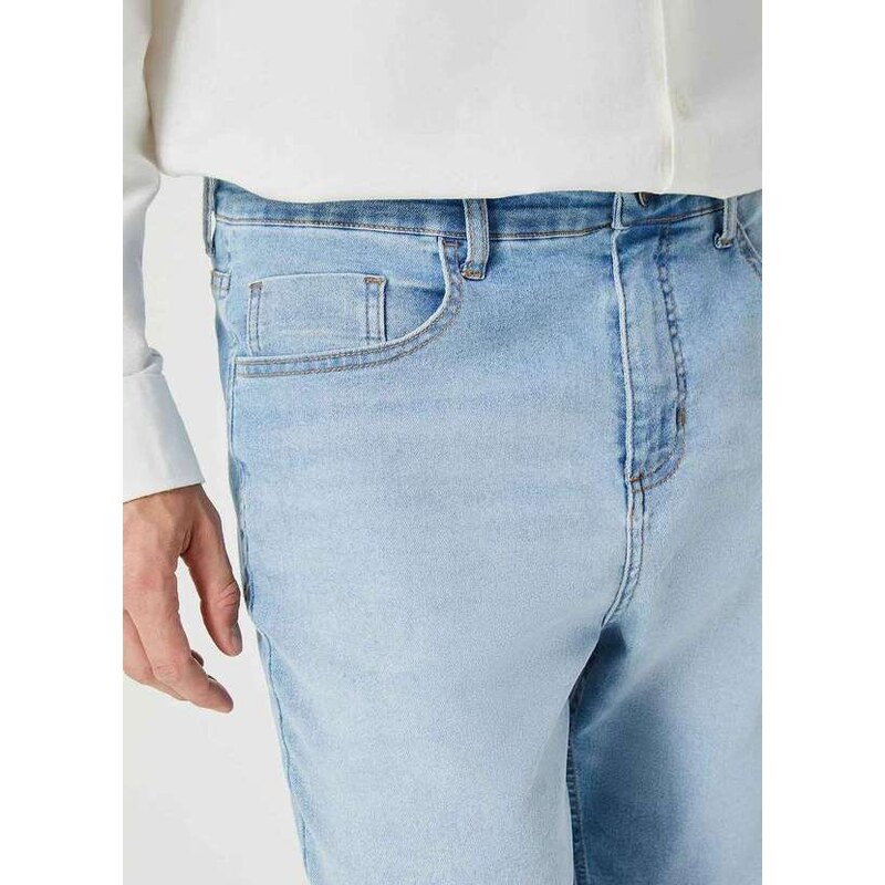 Calça Jeans Masculina Básica Tradicional Com Elastano Jeans Claro