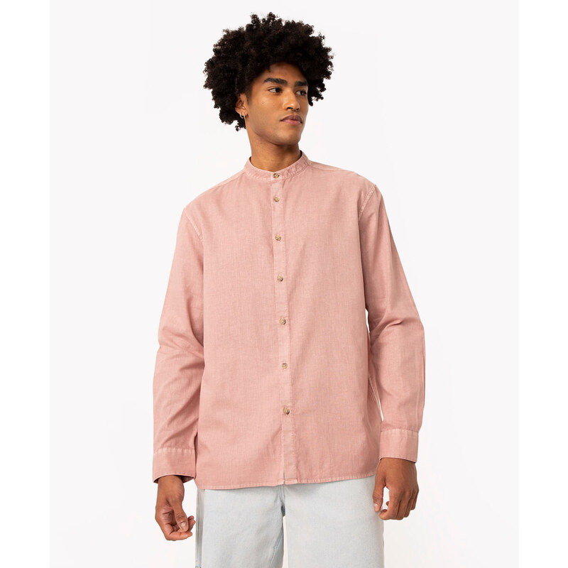 C&A camisa de linho manga longa rosê