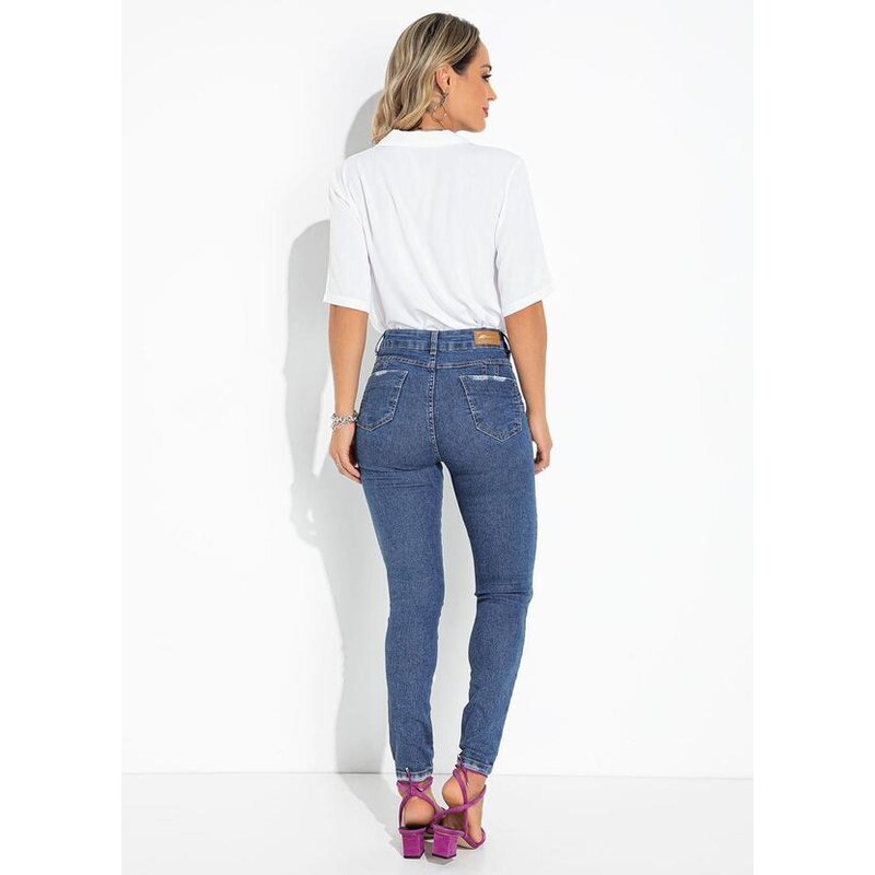 Sawary Jeans Calça Jeans Azul Cigarrete 