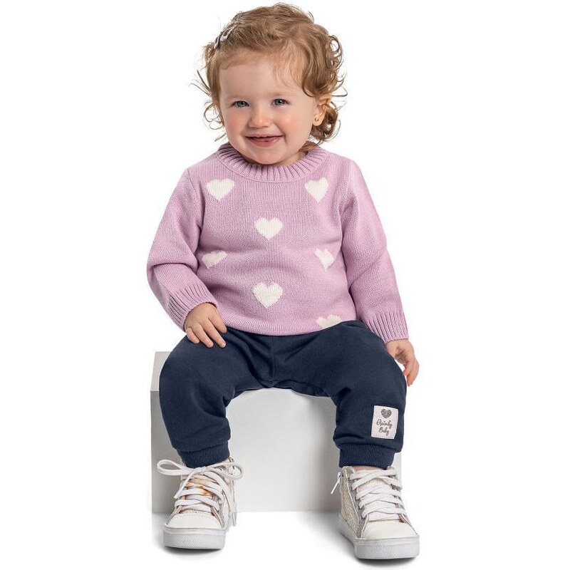 Quimby Blusão em Tricot para Bebê Rosa