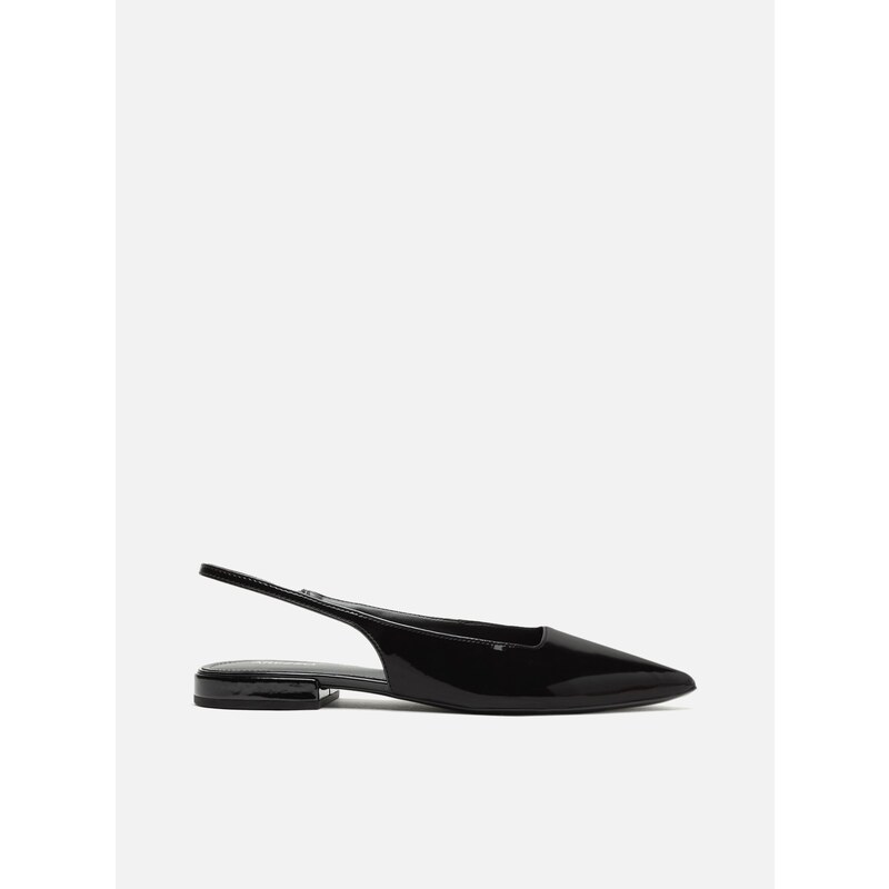 Sapatilha Preta Verniz Bico Fino Slingback Arezzo GLAMI .br