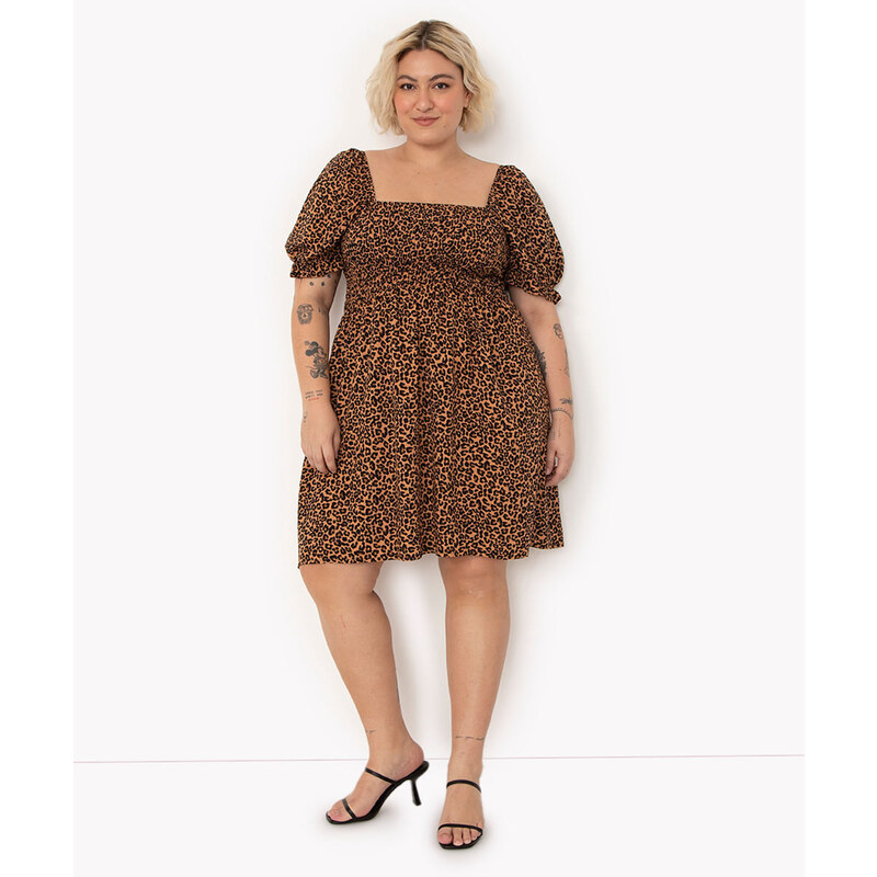 Vestido plus size animal 2024 print