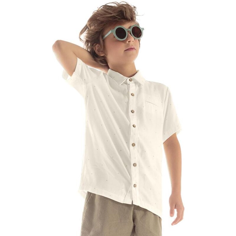 Trick Nick Camisa Infantil Masculina Viscose Dobby Bege