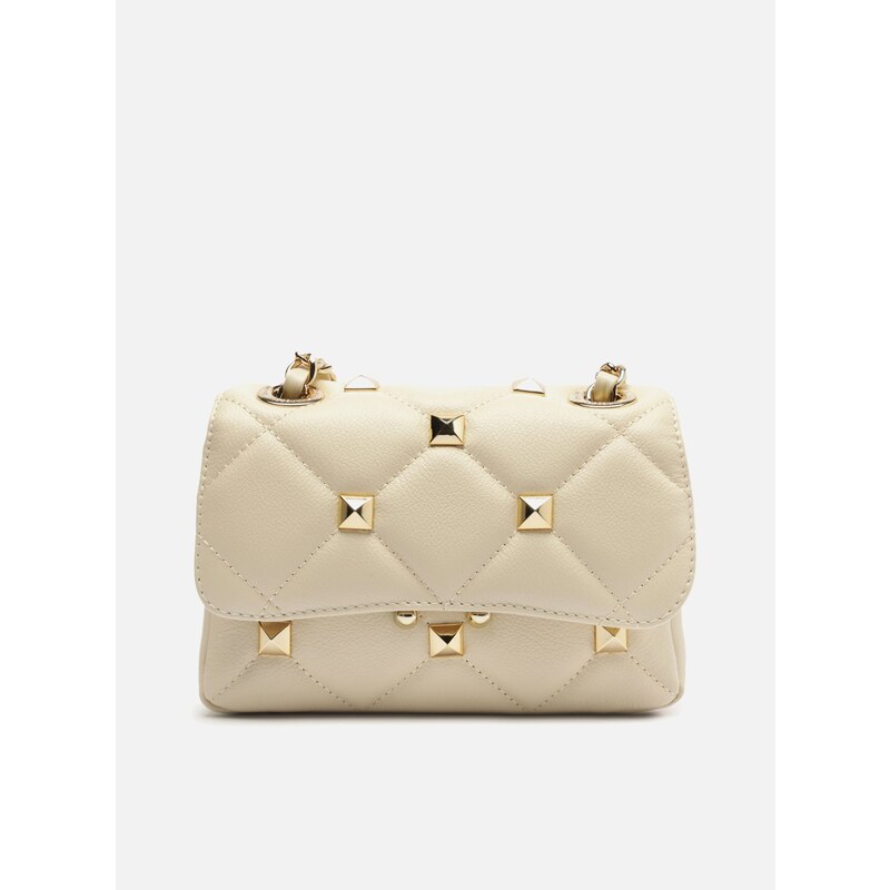 Bolsa Tiracolo Off White Couro Mizz Pequena Tachas Arezzo