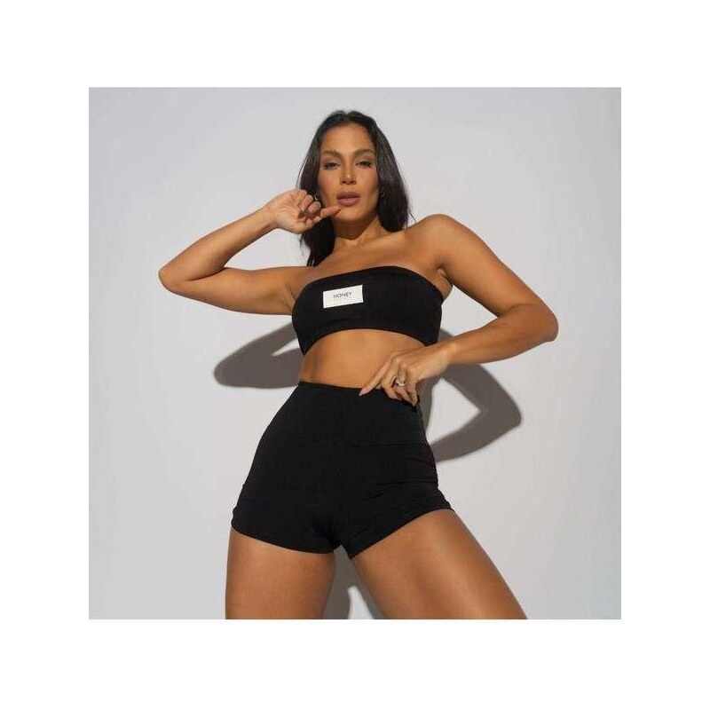 Top Faixa Fitness Preto Honey Sports - Honey Be Preto / Black 