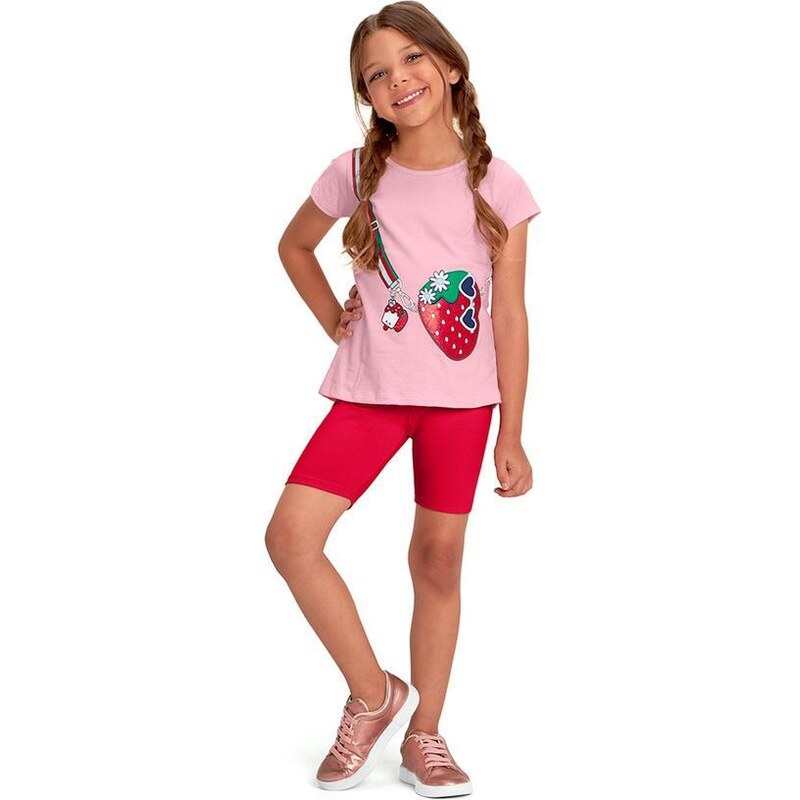 Camiseta com estampa de morango, linda, rosa, feminina, estilo