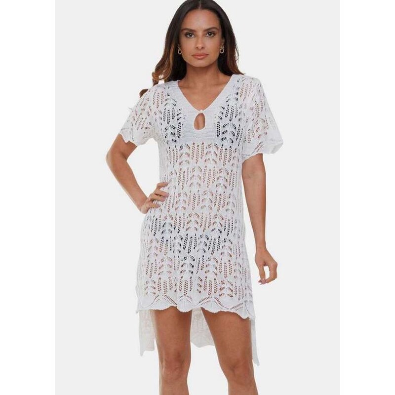 Vestido branco de renda best sale para praia