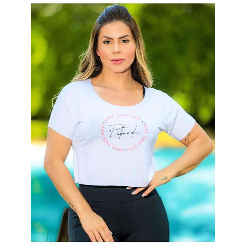 Fitmoda Regata Fitness Camiseta Feminina Nadador para Academia Preto 