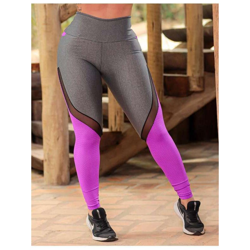 Fitmoda Calca Legging Feminina com Bolsos e Recortes nas Pernas