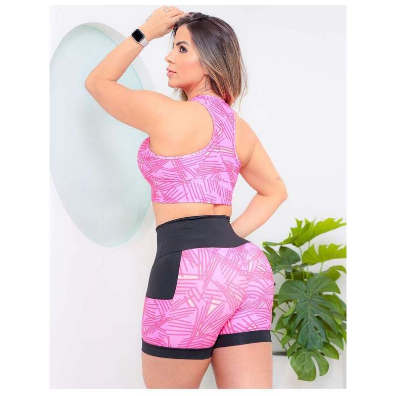 Short Brasil Fitness Pro Verde Noronha – Short Feminino Cintura Alta Cós  Transpassado – Azul Brasil